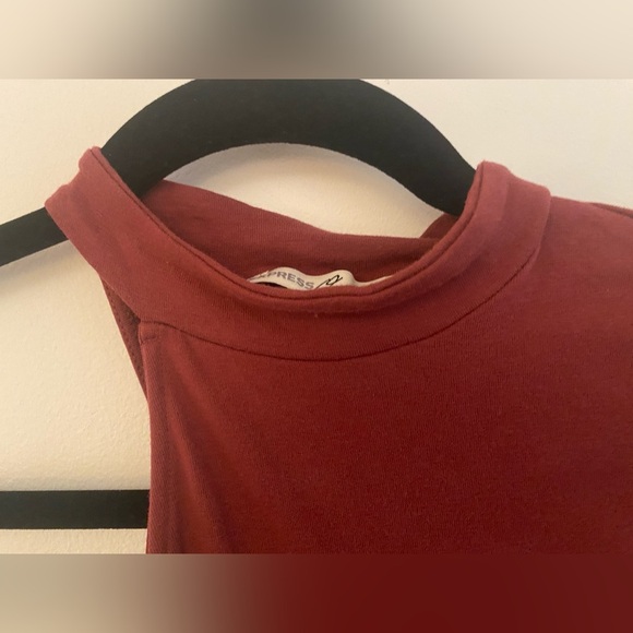 Express One Eleven Burgundy Cut out One Sleeve Top Women's Sz XS - Picture 3 of 11